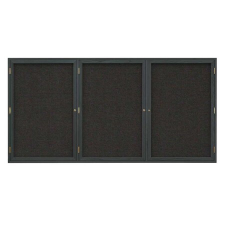 United Visual Products Single Door Enclosed EZ Tack Board, 36"x36", Header, Light Oak/Grey UV102HDEZ-GREY-LTOAK